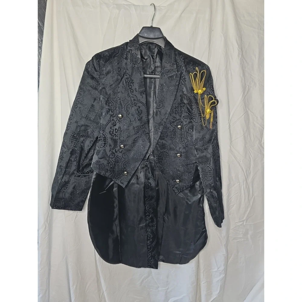 Mens Gothic Steampunk Frock Coat Victorian Style Black Tailcoat H3